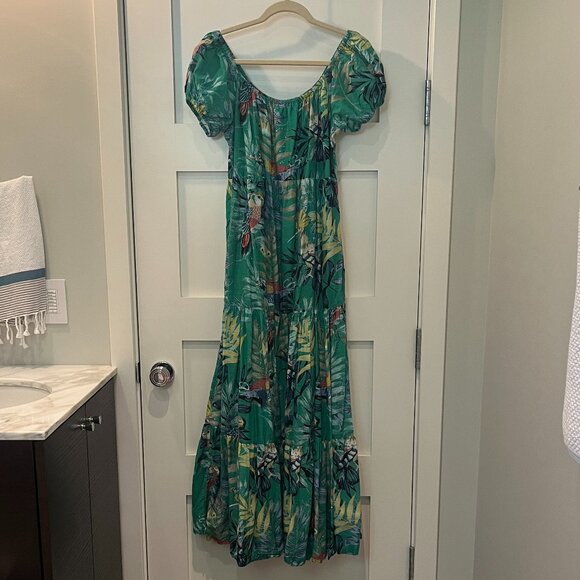 Tropical print tiered Anthropologie maxi dress - Picture 2 of 8